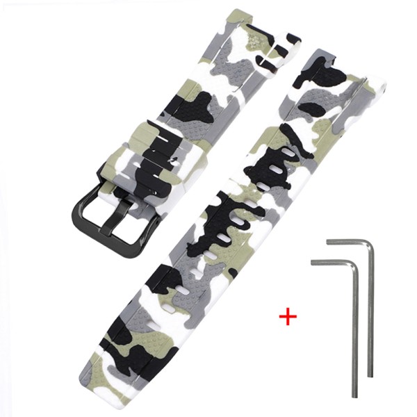 Ремешок Casio accessories для G-Shock GST-W300 Camo White BK, полимерный белый камуфляж