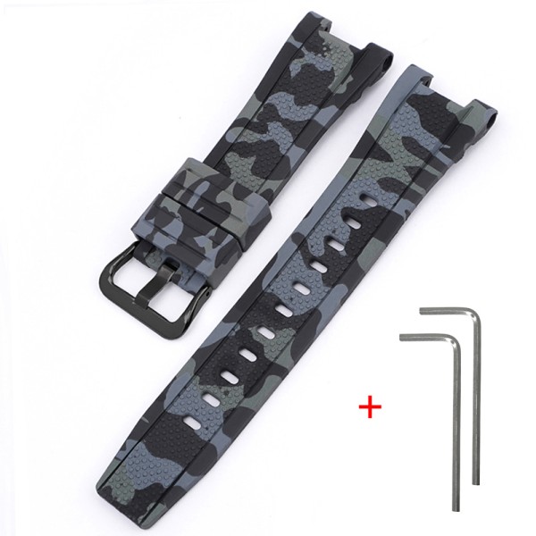 Ремінець для годинника Casio G-Shock GST-W300 Camo Black BK полімерний чорний камуфляж