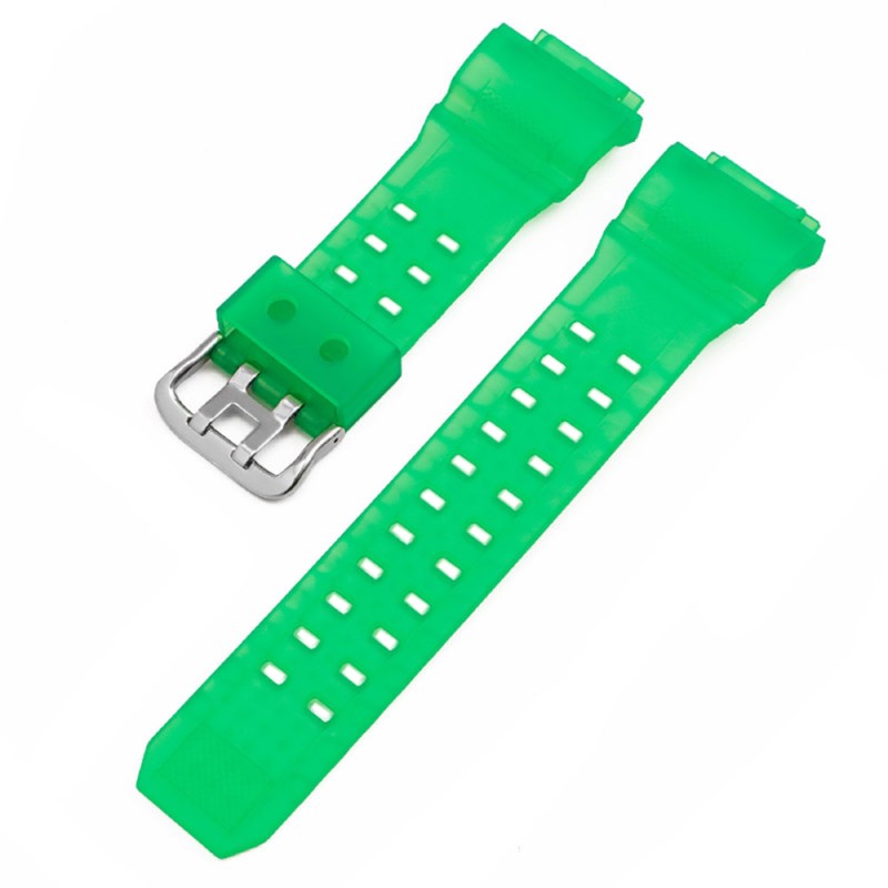 Ремешок для Casio G-Shock GW-9400 Transl Green SI, полупрозрачный зеленый полимерный браслет 21.1 см