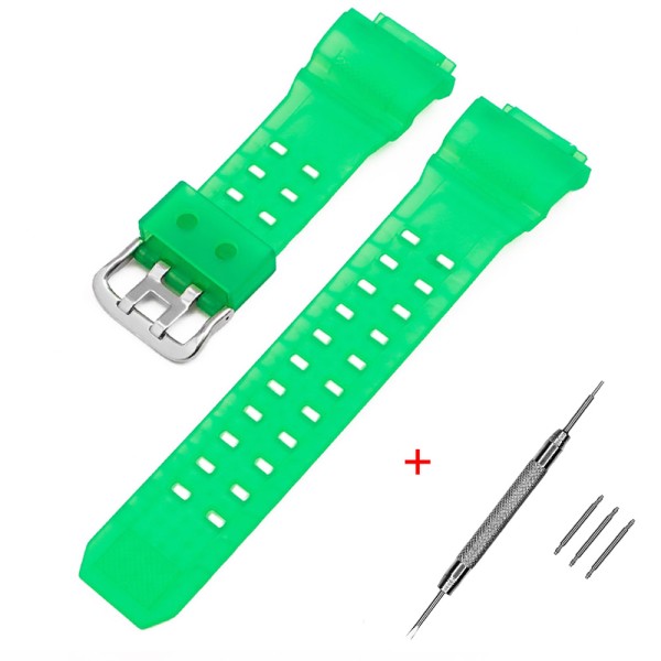 Ремешок для Casio G-Shock GW-9400 Transl Green SI, полупрозрачный зеленый полимерный браслет 21.1 см
