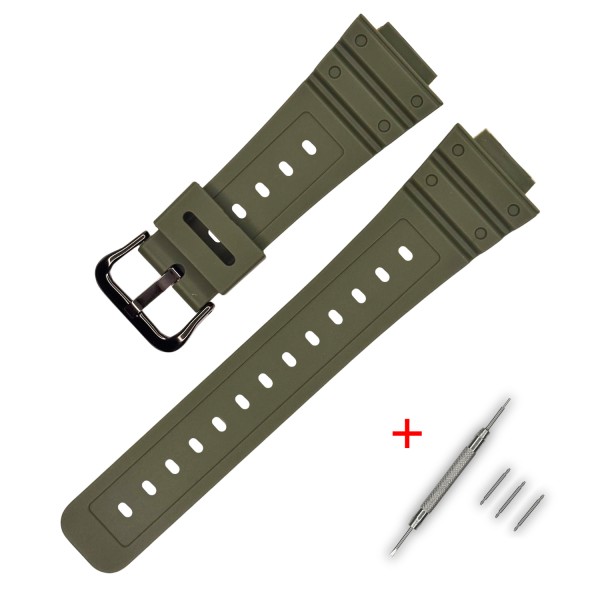 Ремешок для Casio G-Shock DW-5600 Army Green BK полимерный зеленый (1051-1011)