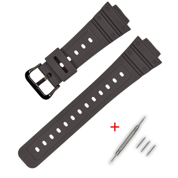 Ремінець для Casio G-Shock DW-5600 B Gray BK сірий полімерний, довжина 20 см (1051-1014)