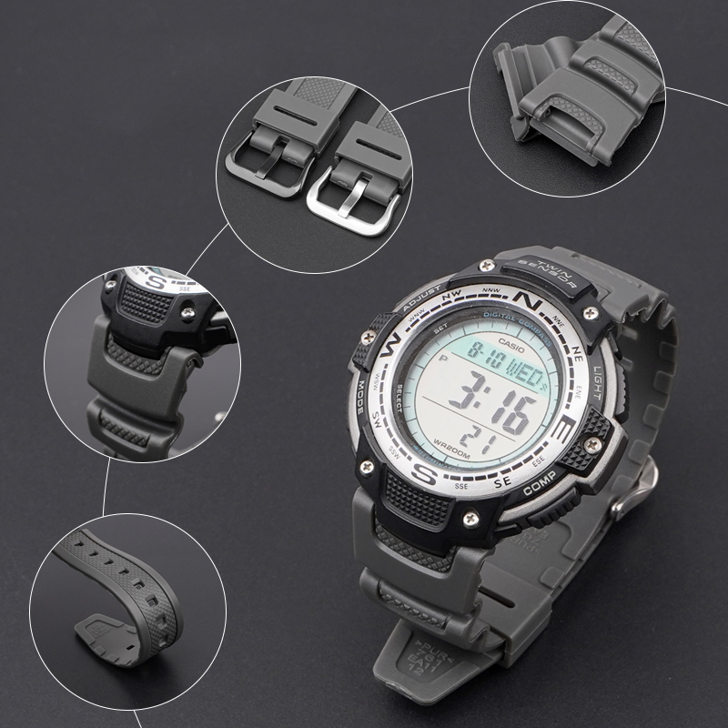Ремінець для годинника Casio SGW-100 Gray SI сірий полімерний (1051-1049)