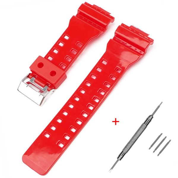 Ремешок для Casio G-Shock GA-100/110 Red-Glossy SI красный полимерный (1051-1074)