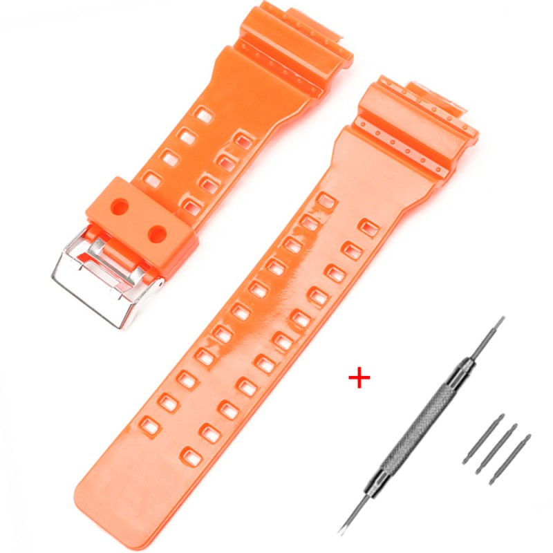 Ремінець для Casio G-Shock GA-100/110 Orange-Glossy SI помаранчевий глянцевий полімерний