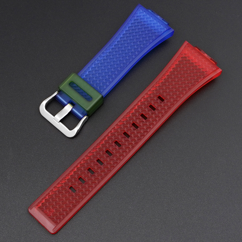 Ремінець для Casio G-Shock GA-100/110 Transl-Red-Blue SI напівпрозорий полімерний
