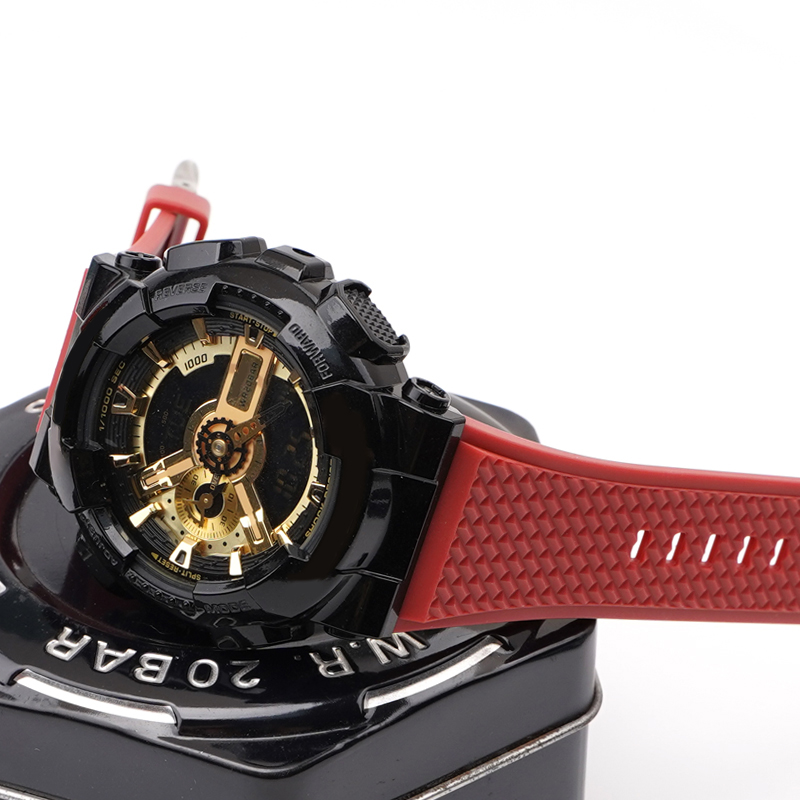 Ремінець для Casio G-Shock GA-100/110 Red BK червоний полімерний 21.3 см (1051-1099)