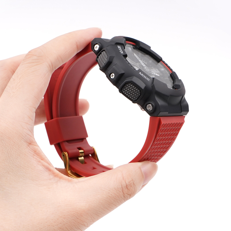 Ремінець для Casio G-Shock GA-100/110 Red BK червоний полімерний 21.3 см (1051-1099)