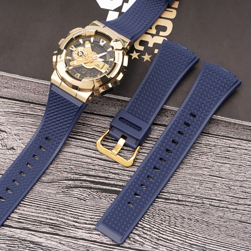 Ремінець для годинника Casio G-Shock GA-100/110 Dark Blue GD полімерний темно-синій