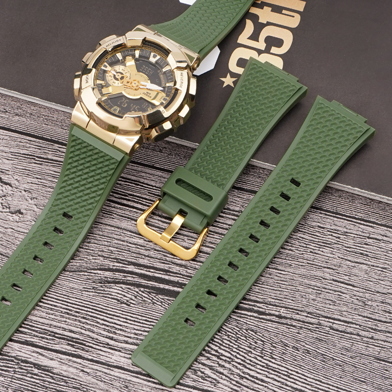 Ремінець для Casio G-Shock GA-100/110 Army Green GD полімерний зелений (1051-1107)