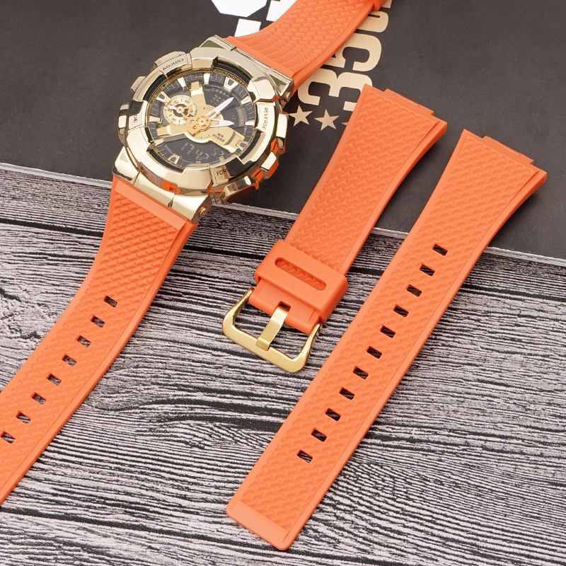 Ремешок для Casio G-Shock GA-100/110/120/700 Orange GD полимерный оранжевый (1051-1109)