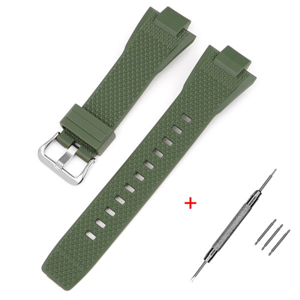 Ремешок для часов Casio G-Shock GST-B400 Army Green SI, полимерный браслет 22.3 см