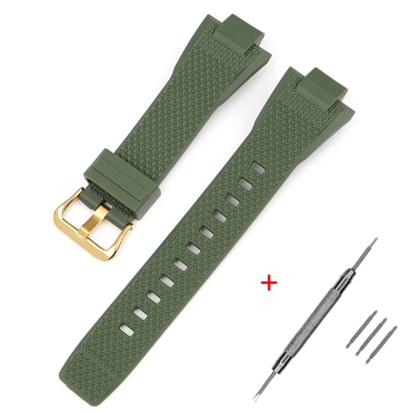 Ремінець для Casio G-Shock GST-B400 Army Green GD полімерний зелений (SKU: 1051-1138)