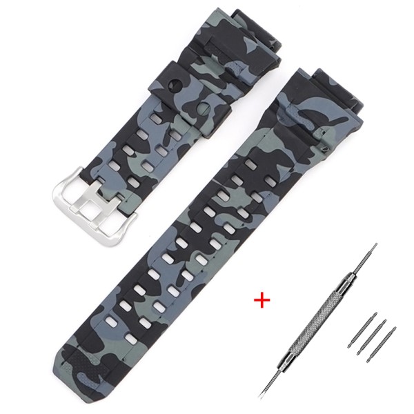 Ремешок для часов Casio G-Shock GW-9400/9300 Camo Black SI, полимерный черный камуфляж