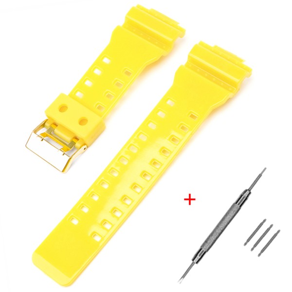 Ремінець для годинника Casio G-Shock GA-100/110/120 Yellow-Glossy GD жовтий полімерний