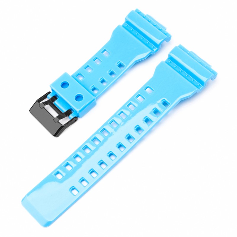 Ремінець для Casio G-Shock GA-100/110/120 Light Blue-Glossy BK блакитний полімерний