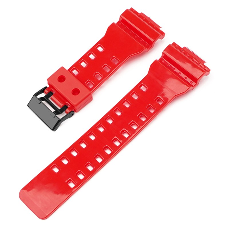 Ремінець для годинника Casio G-Shock GA-100/110/120 Red-Glossy BK червоний полімерний 21.1 см