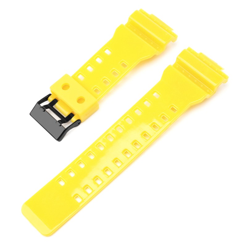 Ремешок для Casio G-Shock GA-100/110/120 Yellow-Glossy BK Полимерный Желтый Глянцевый 21.1 см