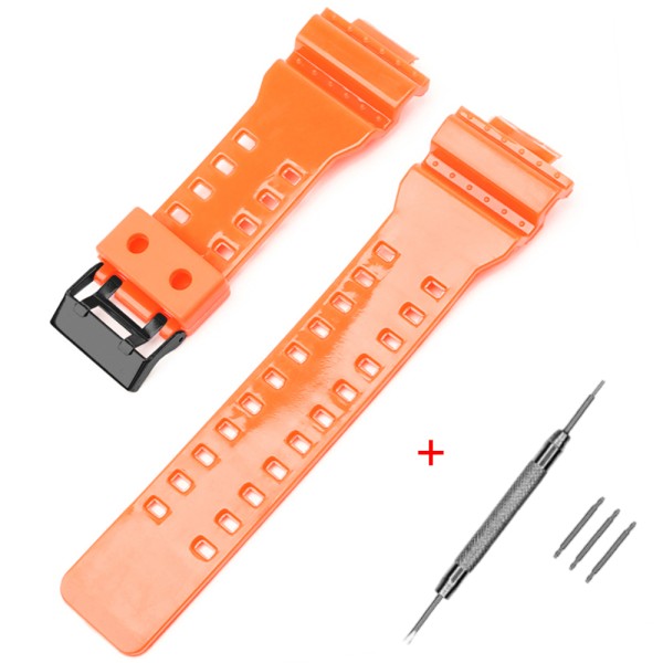 Ремінець для Casio G-Shock GA-100/110/120 Orange-Glossy BK Помаранчевий Полімерний
