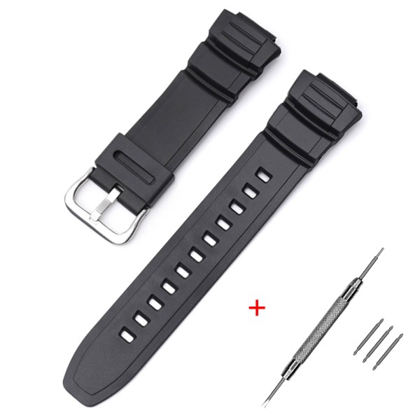 Ремешок для Casio AE-2100 Black SI полимерный черный (1051-1197) для MCW-100H, AE-2000, W-S220