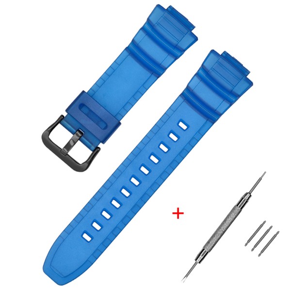 Ремешок для Casio AE-2100 Blue BK полимерный синий (1051-1201) для MCW-100H, AE-2000, W-S220