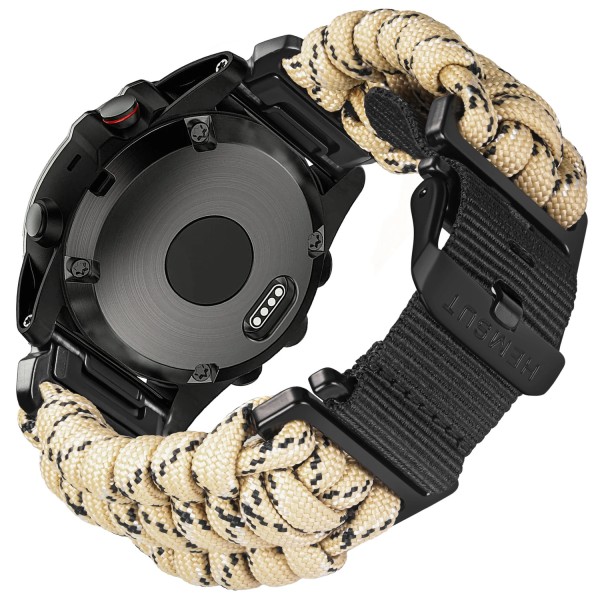 Ремешок Hemsut HGA145 Rugged Paracord Garmin Khaki 22 mm из паракорда цвета хаки
