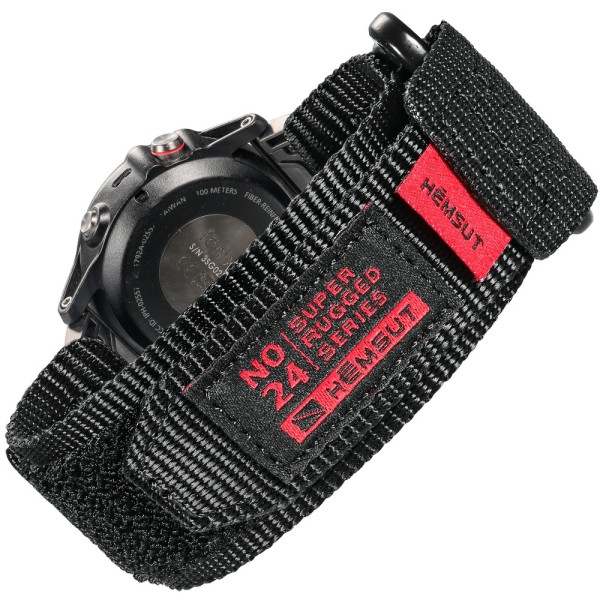 Ремешок Hemsut HS121 Super Strong Nylon Garmin Black 20 mm — нейлоновый браслет черного цвета