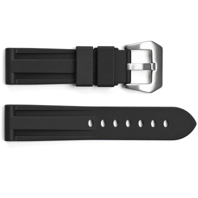 Ремінець для годинника 3001 Silicone Black-Silver 24 мм.