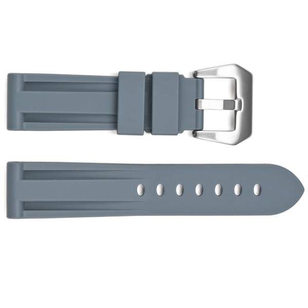 Ремешок для часов 3001 Silicone Grey-Silver 24 мм серый каучуковый (1051-1416)