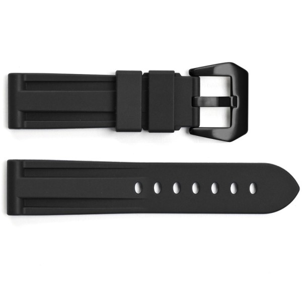Ремешок для часов 3001 Silicone Black-Black 24 мм, черный каучуковый браслет