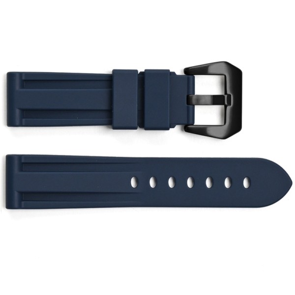 Синий каучуковый ремешок для часов 3001 Silicone Blue-Black 24 мм (SKU: 1051-1421)