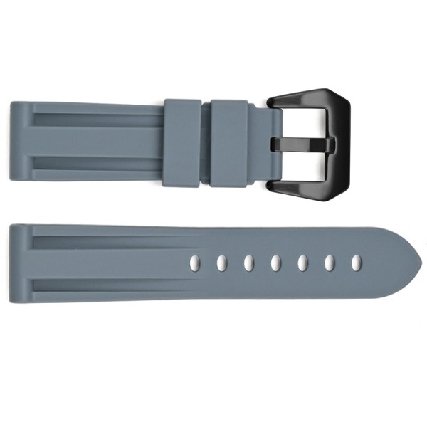 Силиконовый ремешок для часов 3001 Silicone Grey-Black 24 мм (1051-1422) серый