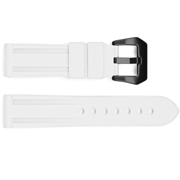 Ремешок для часов 3001 Silicone White-Black 24 мм, силиконовый белый с черным