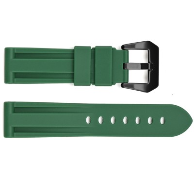 Ремінець для годинника 3001 Silicone Green-Black 24 мм.