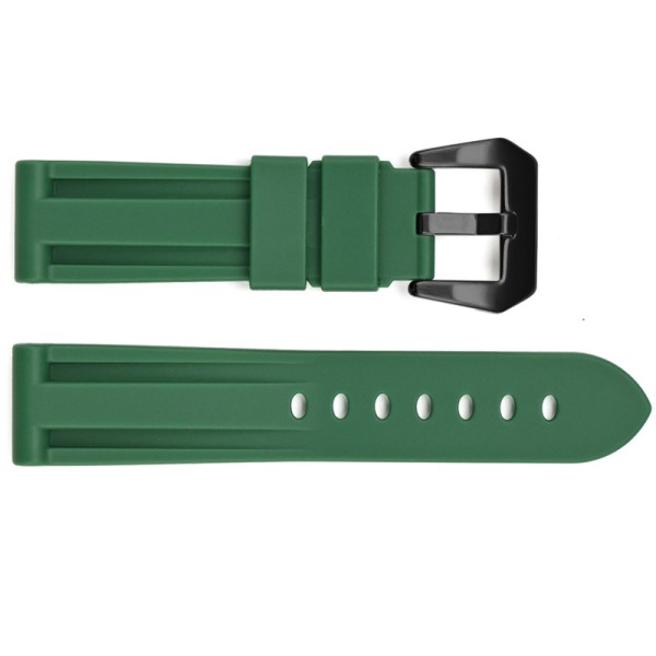 Ремешок для часов 3001 Silicone Green-Black 24 мм, силиконовый каучук, цвет хаки