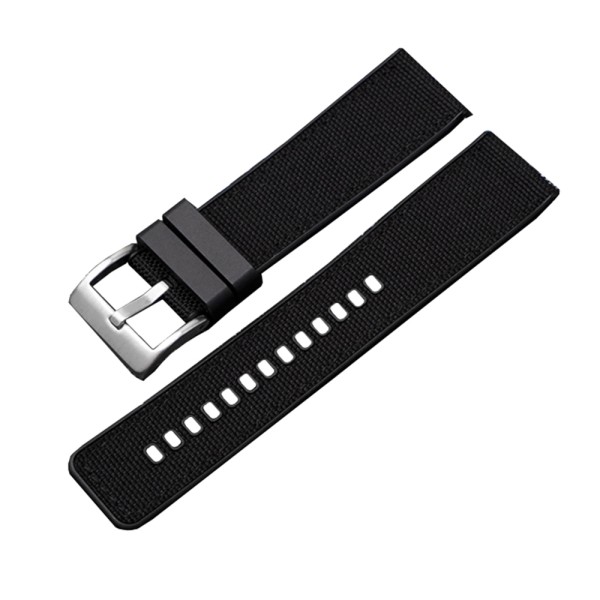 Ремешок 3013 Black-Silver 24 мм (Нейлон/Каучук) — комбинированный браслет для часов