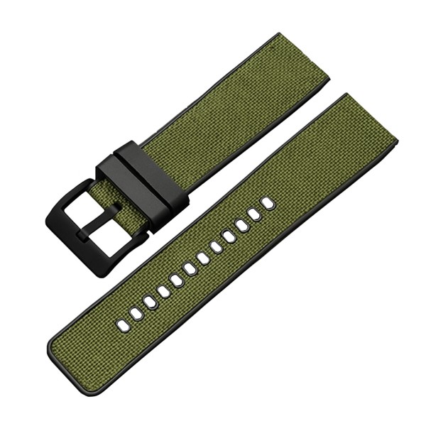 Ремінець для годинника 3013 Green-Black 24 мм (Нейлон/Каучук), комбінований браслет зелено-чорний