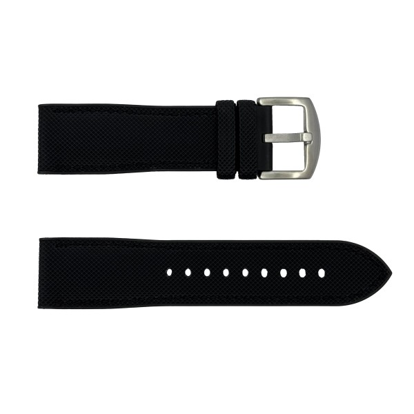 Ремінець для годинника Awarder 040/041 Black-Silver 24 мм шкіряний чорний зі сріблястою пряжкою