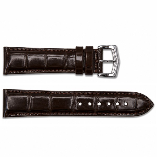 Ремешок для часов Ремешки для часов Лакированный Dark Brown-Silver 20 мм (1051-1653)