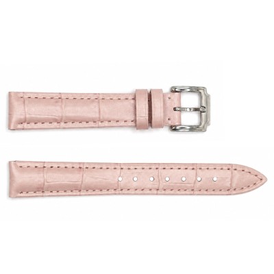 Ремінець для годинника Шкіряний Pink-Silver 16 мм