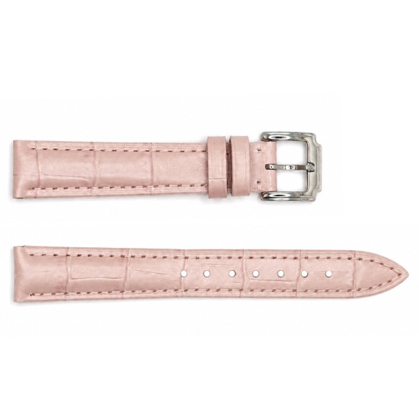 Ремінець для годинника Шкіряний Pink-Silver 16 мм (1051-1661) — рожевий шкіряний браслет