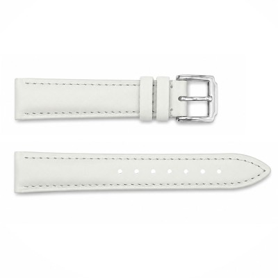 Ремінець для годинника Шкіряний White-Silver 16 мм