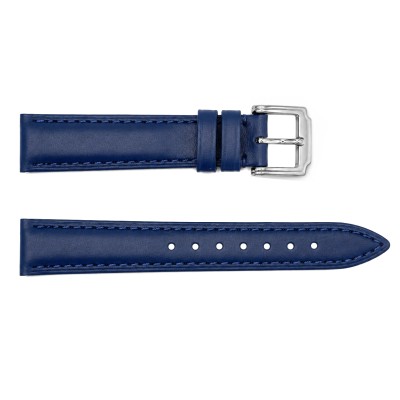 Ремінець для годинника Шкіряний Blue-Silver 16 мм