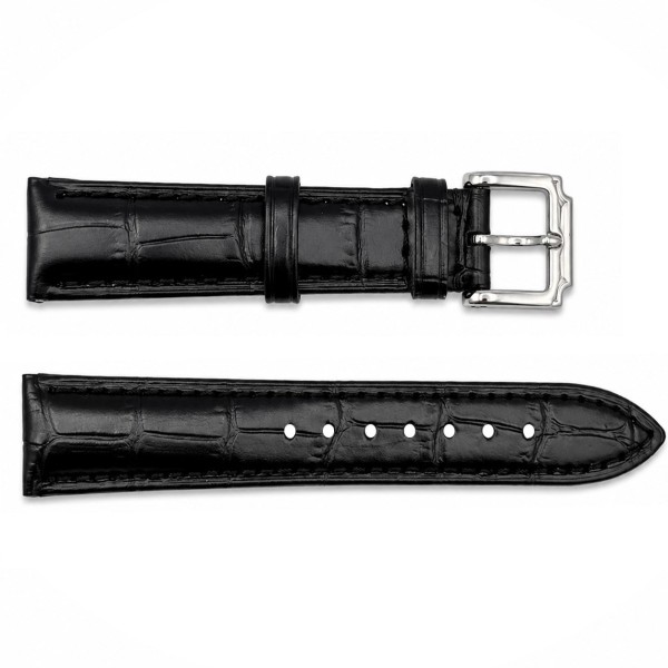 Ремешок для часов Кожаный Black-Silver 22*20 мм (1051-1677) – классический черный аксессуар