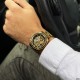 Чоловічий механічний годинник Forsining 8130 Gold-Black з автопідзаводом та люмінесценцією