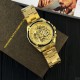 Мужские механические часы Forsining 8130 All Gold Automatic с автоподзаводом и золотистым браслетом
