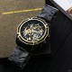 Чоловічий механічний годинник Forsining 8130 Black-Gold-Black з автопідзаводом та скелетонованим циферблатом