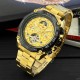 Мужские механические часы Forsining 6913 Gold-Black-Gold с автоподзаводом и хронографом