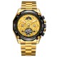 Мужские механические часы Forsining 6913 Gold-Black-Gold с автоподзаводом и хронографом