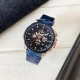 Чоловічий механічний годинник Forsining 6909 Blue-Cuprum-Black з автопідзаводом та повним календарем
